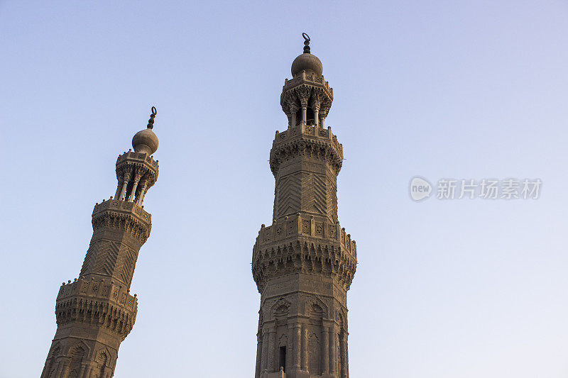 al-Mu'ayyad清真寺尖塔位于Bab Zuwaila，开罗，埃及